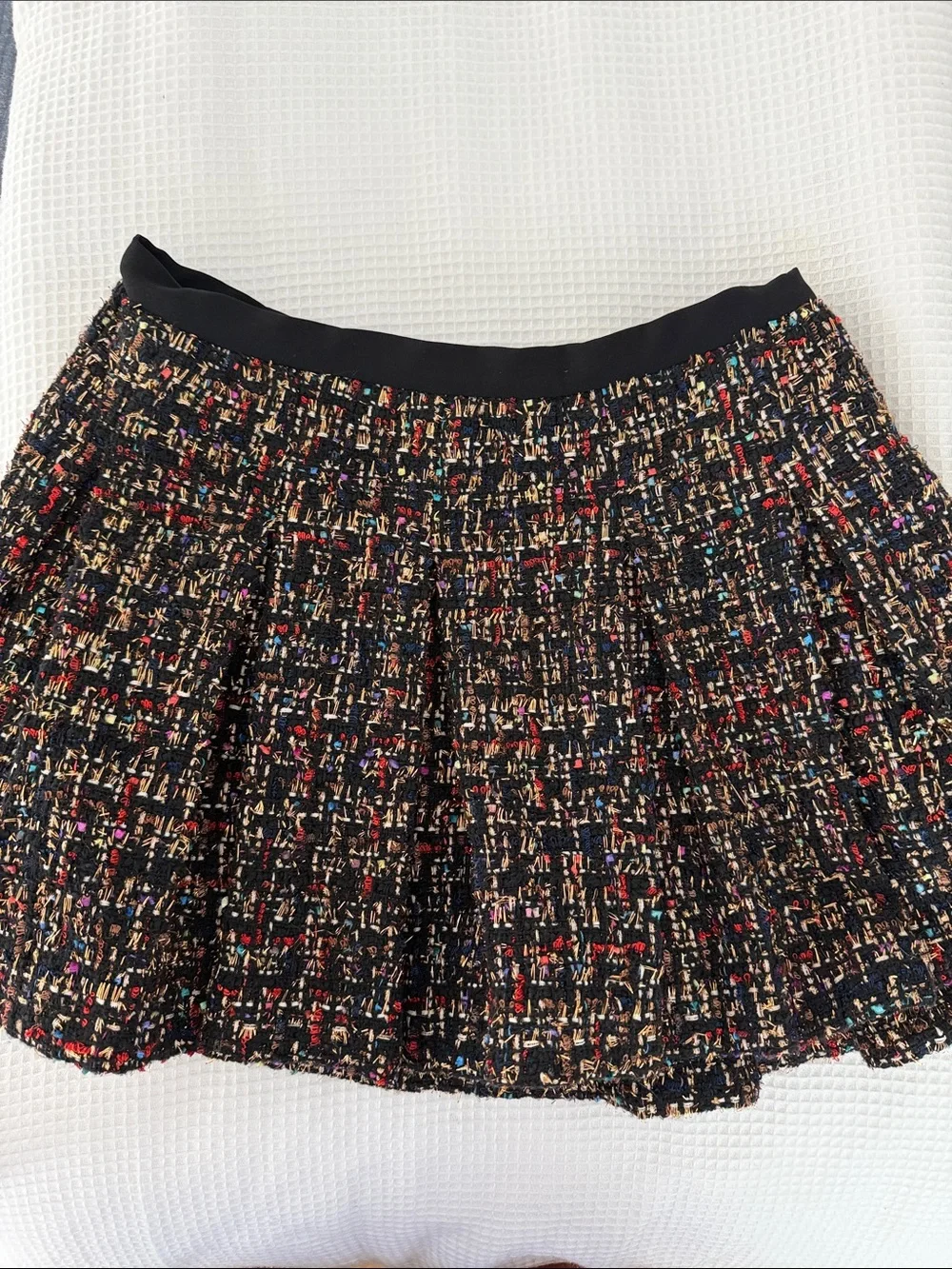 Amanda Uprichard Black Tweed Skater Mini with Multicolor Flecks